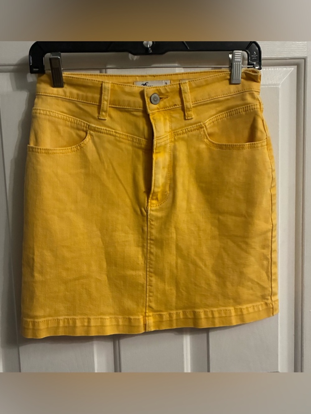Hollister Bright Yellow Denim Mini Skirt